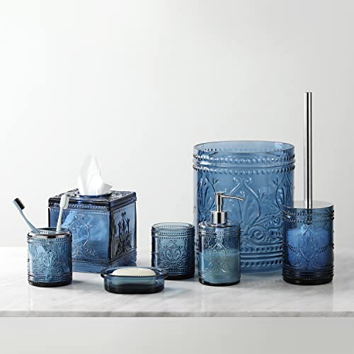 Kmwares 62 Decorative Wastebasket/Trash Can/Garbage Can For Home Accent, Kitchen, Bathroom Accessories, Office Decoration - Real Glass Solid Dark Blue thumb #5