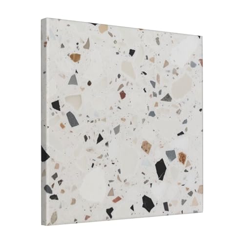 Toile terrazzo blanc QMNKLET pour illuminer un mur sombre de salon