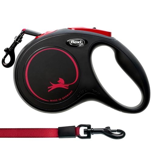 Laisse retractable chien FLEXI M ruban noir rouge 5m max 25kg - 3