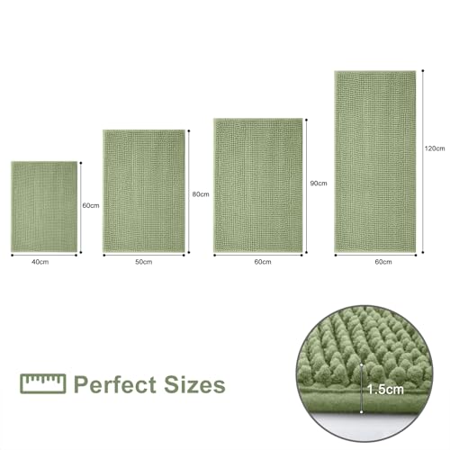 Kitinjoy Non Slip Chenille Bath Mat, Extra Soft Bathroom Mat, Super Absorbent Fluffy Bath Mats for Bathroom, Machine-Washable Quick Dry Bath Rug Foot Mat, 24"x36", Sage Green by Kitinjoy - Image 6