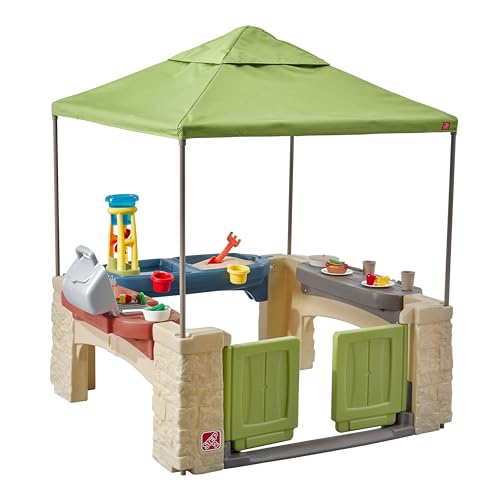 Step2 All Around Playtime Patio with Canopy Playset – Shaded Outdoor Playhouse for Kids with Realistic, Interactive Features, Room for Multiple...