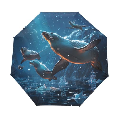 Parapluie pliant automatique à motif artistique et toile haute densité