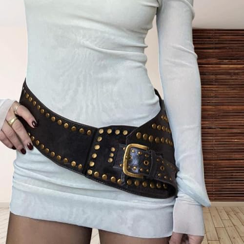 Women Wide Belt Decorative PU Leather Gothic Belt for Ladies Fashion Dress Belt2
