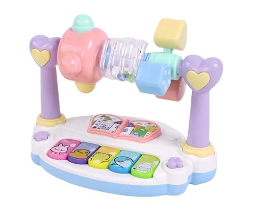 Qztuory ピアノのおもちゃ まわしてクルクルサウンド楽しく学べる おもちゃ くるくる じゃらじゃら 赤ちゃん (中程度の多機能ミュージカルピアノ)