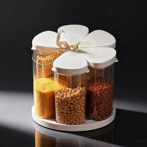 LivLab Mker 5-10 Lbs Rice Dispenser - Rotating Cereal dispenser countertop for Pantry - Small Food Storage Containers with Lids, BPA-Free PET Grain Canister Sets (D1117-Clear-S)