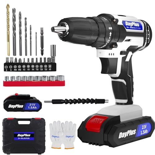 DayPlus 電動ドライバー 電動ドリル 21V 最大45N・m 25+1段階トルク調節...
