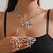 CETVLY Unique Rhinestone Bow Pendant Bling Crystal Choker Pendant Necklace Chic Boho Bow Tie Necklace for Women Unisex,Cute Dainty CZ Y2K Necklace Statement Vintage Jewelry (silver)
