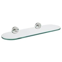 JQK Bathroom Glass Shelf Tempered Glass Shower Storage 16 by 5 inches 304 Stainless Steel Brushed Finish Wall