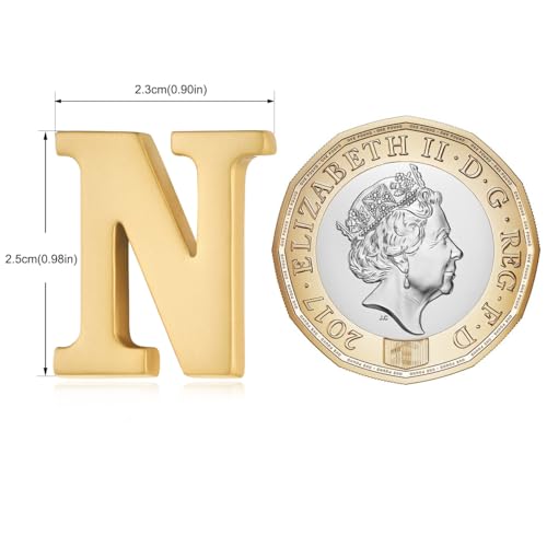 Image of HONEY BEAR Mens Womens Initial Alphabet Letter Lapel Pins Collar Badge Brooches for Business Wedding Graduation Gift Matte Gold 0.59 inches