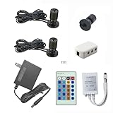 1.5W 12VDC Dimmable LED Mini Spotlight Jewelry Showcase Display Lights Black Shell Surface Mount with Wireless IR Dimmer (Pack-2,Cold White)