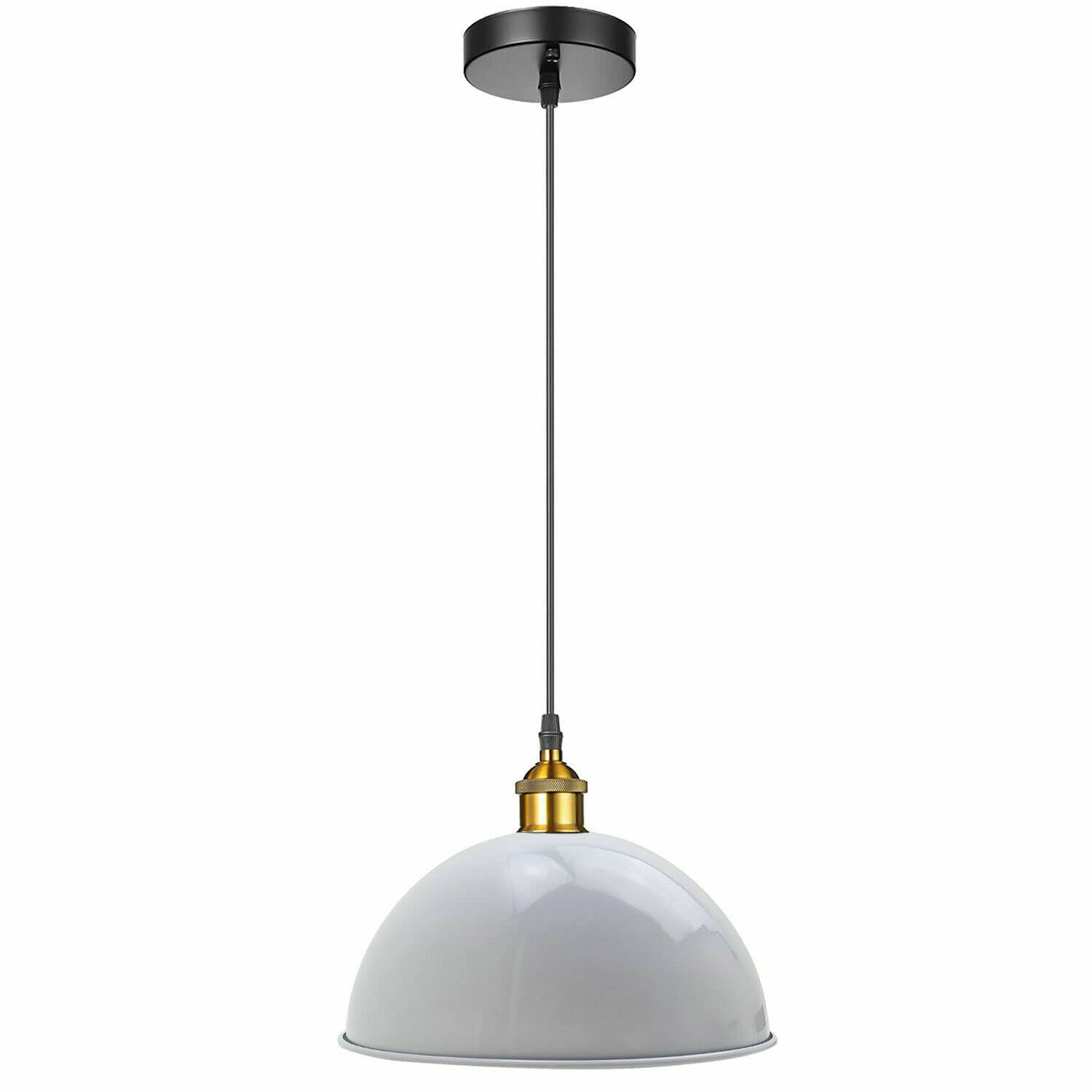 LEDSone Retro Vintage Ceiling Hanging E27 Lamp Holder 40cm Black Metal Pendant Lampshades Lights Fixtures for Kitchen Island Farmhouse Living Room Restaurant Dinning Room Cafe Loft (White) — image 1