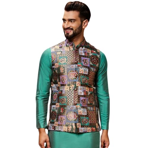 Veste en soie Kisah de prestige col mandarin vert tissé pour une allure haut de gamme homme