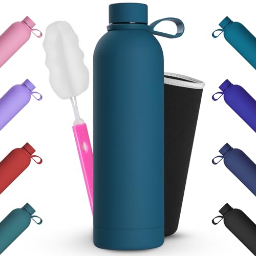 Geepen Bouteille Isotherme en Acier Inoxydable, Gourde Isotherme INOX Réutilisables Écologique Gourde Sport Étanche, sans BPA, pour Enfant, Adulte, Sport, Gym, Voyage 1L Bleu