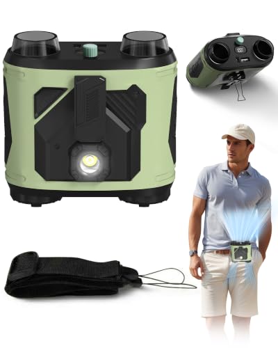 KlikKlak Portable Waist Fan, 4-in-1 Dual Motor Belt Clip Fan with 100-Speed Dial, LED Light, Wearable Under Shirt Fan for Outdoor Work, Camping, Travel