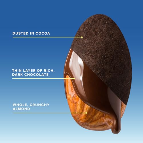 SkinnyDipped Dark Chocolate Cocoa Almonds, 1lb Bag, Healthy Snack, Plant Protein, Gluten Free, Pack of 1