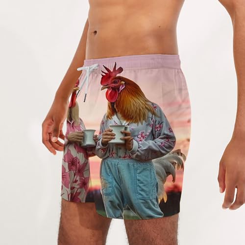 Hvyesh ns Swim Trunks Funny Rooster nted Beach Shorts for n 7 Inch Quick Dry Swimwear Bathing Suits4