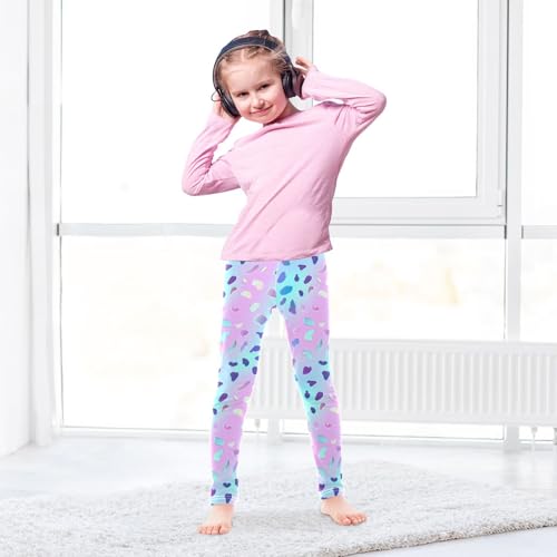 Holographic Leopard Print on Gradient Kids Baby Girls Cotton Leggings Fashion High Waisted Yoga Pants Sports4