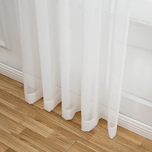 L.z.e White Sheer Curtains, Semi Sheer Window Curtains 72 Inches Long For Living Room Bedroom Rod Pocket Window Door Curtains With Tiebacks Blue Paisley Floral Printed (56" W X 72" L Blue) #TOP6