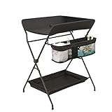 Babywickelstation, Zusammenklappbar Baby Tisch mit Ablage ändern, Neugeborenes Baby Massage schminktisch, Multifunktionaler Wickeltisch ZDDAB