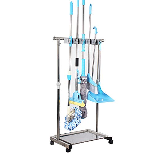 🛒 Crazy Deals QTJH movable mop broom holder put wet mops floor standing cleaning tool rack stainless for schools, hospitals, factories, hotels, restaurant, etc. 🛒 Crazy Deals QTJH movable mop broom holder put wet mops floor standing cleaning tool rack stainless for schools, hospitals, factories, hotels, restaurant, etc.