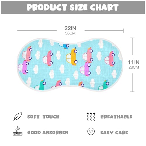 2 Pack Baby Burp Cloths, Soft Absorbent Burping Cloths for Babies, Cotton Milk Spit Up Rags, Large Size for Newborns, Baby Boys and Girls (Pastel Car Pattern)4