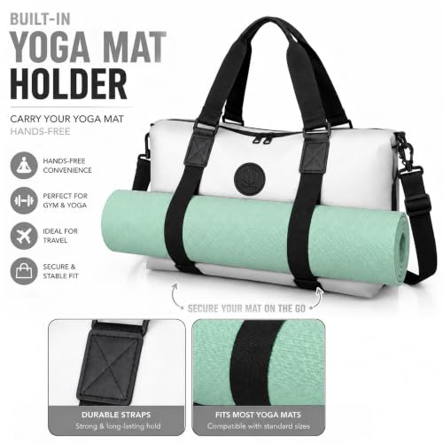 Image of Storite Travel Duffel Bag for Women & Men, Water-Resistant Nylon Weekender Bag with Adjustable Shoulder Strap, Lightweight Overnight Luggage Bag for Travel, Sports & Daily Use (White)