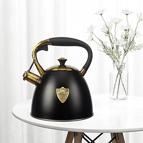 Luxgrace T15-BLACK Tea Kettle -2.9 Quart Tea Kettles Stovetop Whistling Teapot Stainless Steel Tea Pots thumb #2