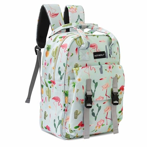 Image of Motherly Printed Diaper Bag for Mothers for Travel, Maternity Bag for Newborn Baby, Mothers Travelling Bag, Multiple Pocket Water Resistant Baby Bag, Hospital Bag for moms (Cactus Light Green)