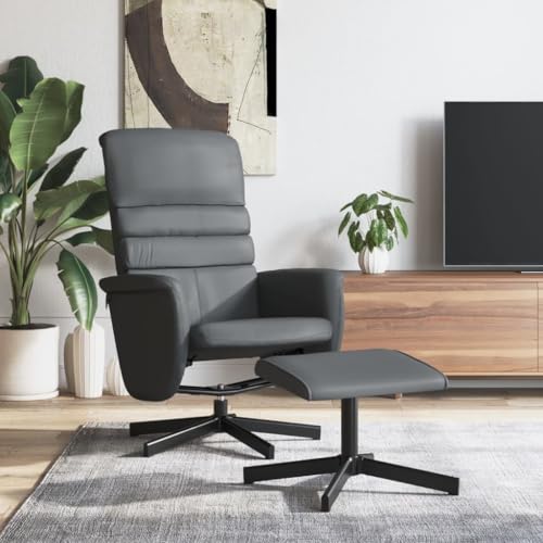 Tonture Sillón de relax de piel sintética gris, giratorio con función reclinable, cómodo sillón para salón, dormitorio, 110 kg de capacidad de carga