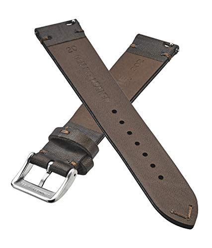 Stunning Selection Alpine Hand Made Genuine Vintage Leather Watch Strap With Quick Release Steel Spring Bars - Brown - 18Mm (Fits Wrist Size 6 1/4 Inch To 8 Inch) #TOP3