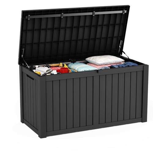 EasyUp 180 Gallon Outdoor Storage Box, Resin Waterproof UV-Resistant Deck