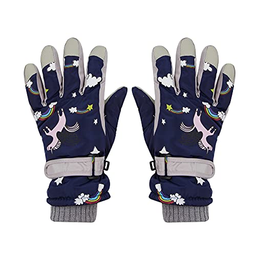 Image of RARITYUS Kids Cute Unicorn Gloves Waterproof Winter Ski Fleece Lined Snow Glove Thermal Warm Mittens for 3-9 Boys Girls