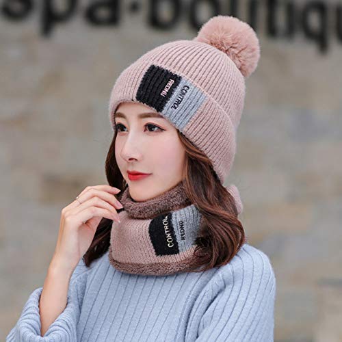 Bonnet tricoté et cache-cou en laine pour femme ensemble chaud d hiver doublé épais