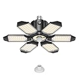 Kryoza Motion Sensor Garage Light 200W 20000LM, Deformable LED Ceiling Light with 360° Detection & 3 Modes - 6500K Motion Sensor Light Indoor Bulb for Basement/Workshop