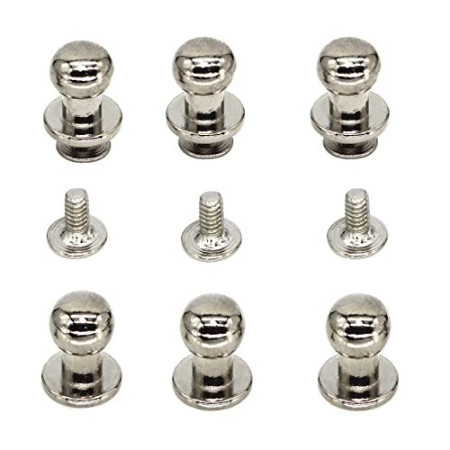 30PCS Round Head Button Stud Screwback Nail Stud Leather Rivet for DIY Leather Craft Belt Wallet Handbag Repairs Decoration