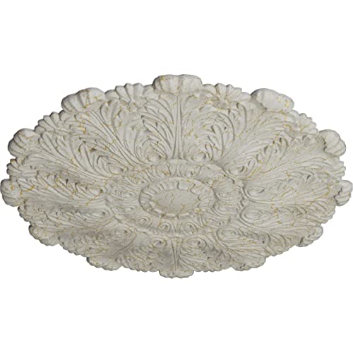 Image of Ekena Millwork CM31DUPCC - 31 inchOD x 1 1 /2 inchP Durham Ceiling Medallion (Fits Canopies up to 4 1 /4 inch) - Ceiling Medallion, Pot of Cream Crackle