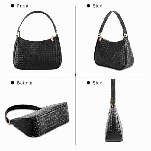 Image of Prpeko Women's Woven Crescent Shoulder Bags Retro 90s Hobo Handbags Top Handle Underarm Bag Clutch Purses