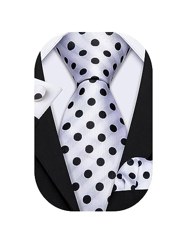 Image of Barry.Wang Classic Mens Ties Silk Necktie Pocket Square Cufflinks Set Woven Designer Wedding Business