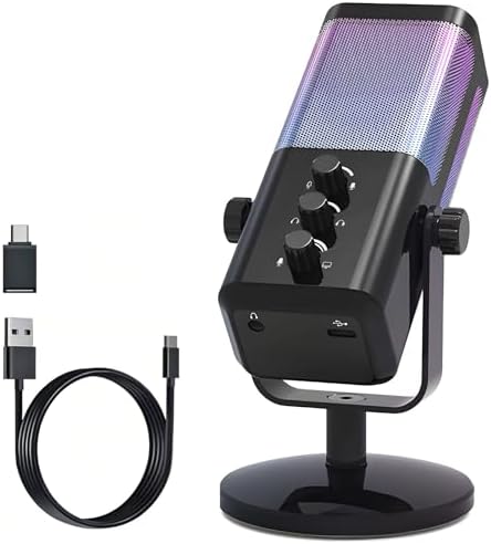 Microfone dinâmico USB/XLR para gravação de podcast, PC PC Comput...