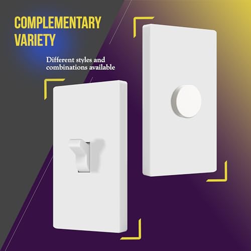 Image of ENERLITES Screwless Toggle Switch Wall Plate, Child Safe Light Switch Cover, Standard Size 1-Gang 4.68 inch x 2.93 inch, Unbreakable Polycarbonate Thermoplastic, UL Listed, SI8811-W, Glossy, White