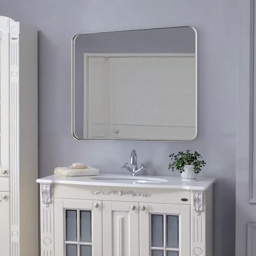 ANDY STAR Chrome Mirror for Bathroom, 30x36 Metal Frame Wall Mirror with Rounded Corner, Modern Rectangle Bathroom Vanity Mirror with Polish Finish by ANDY STAR - Image 9