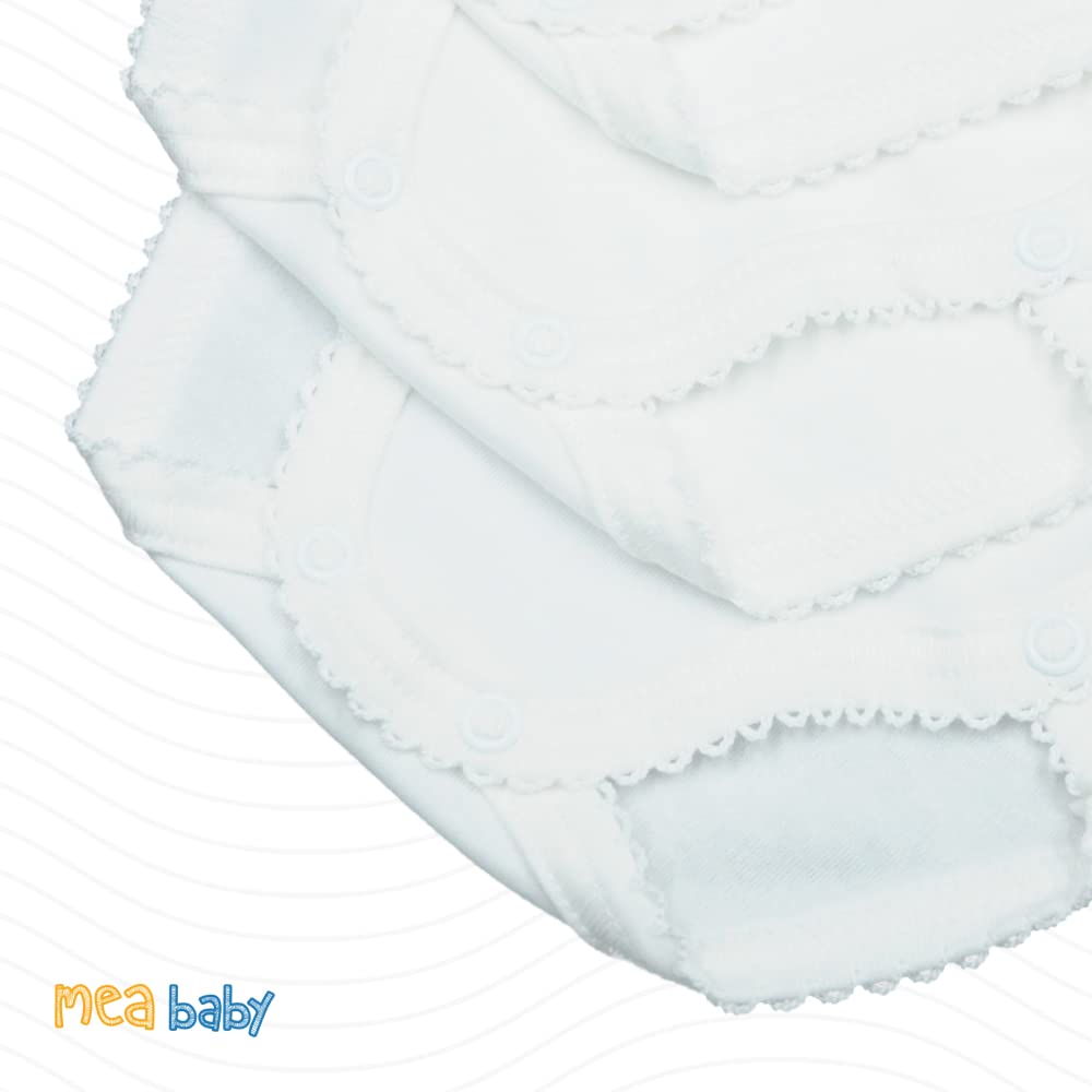 MEA BABY Body da neonato a maniche lunghe | 100% cotone biologico | Unisex | Body da bambina e bambino | Colore Bianco naturale (crema) | Pratica chiusura con bottoni a pressione