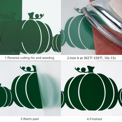 Image of FUNKAKA Heat Transfer Vinyl HTV Rolls, Dark Green 12 inch x 9ft