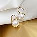 OwMell Elegant 925 Sterling Silver Pearl Drop Earrings Dangle Stud Gold Plated Earrings for Women Large Size 12mm - Gold