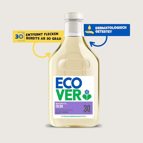 Ecover Waschmittel Color, flüssig, mit Apfelblüten- und Freesienduft, waschmittel flüssig, 30 Waschladungen, 1 x 1,5L 5