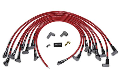 Image of Moroso 73689 Red Ultra 40 Spark Plug Wire Set, Fits Big Block Chevy w. 90 Degree Plug Ends, HEI Distributor, Under Header Routing