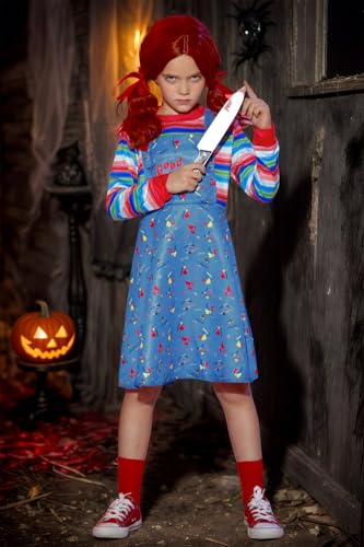 BesserBay Girl's 4PCS Halloween Costume Set Horror Killer Dress Up Mock Two-Piece 2-12 Years2