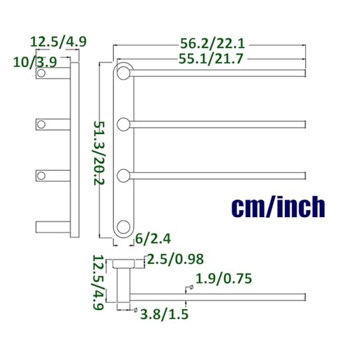 Tendedero calefactable de diseño minimalista con tres barras de acero 2