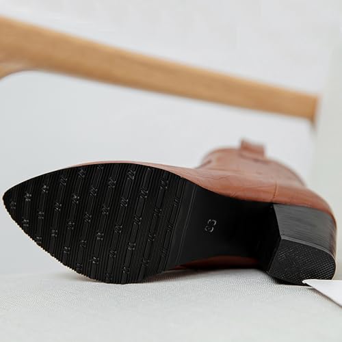 Winter Block Heels Women Pointed Toe Chelsea Boots3