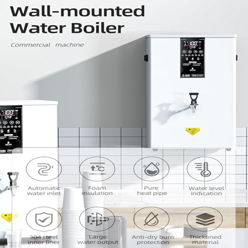Caldera de agua comercial de 50 litros con grifo y filtro para pared 5